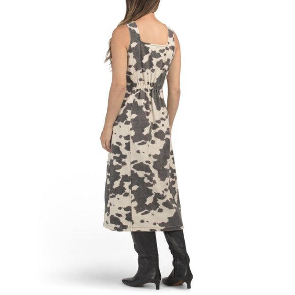 SUNDAY EDITION Taupe/brown Cow Print Maxi Dress - Picture 2 of 2